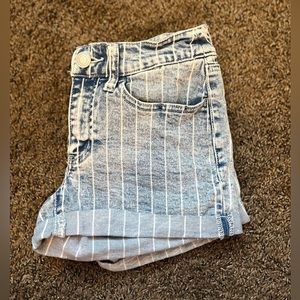Stripped jean shorts